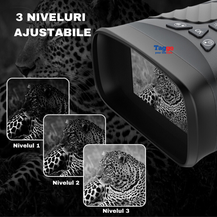 Binoclu Digital Profesional cu Night Vision de Vanatoare 4K, Zoom 10X, Ecran LCD, Acumulator, Verde - Taggo.ro