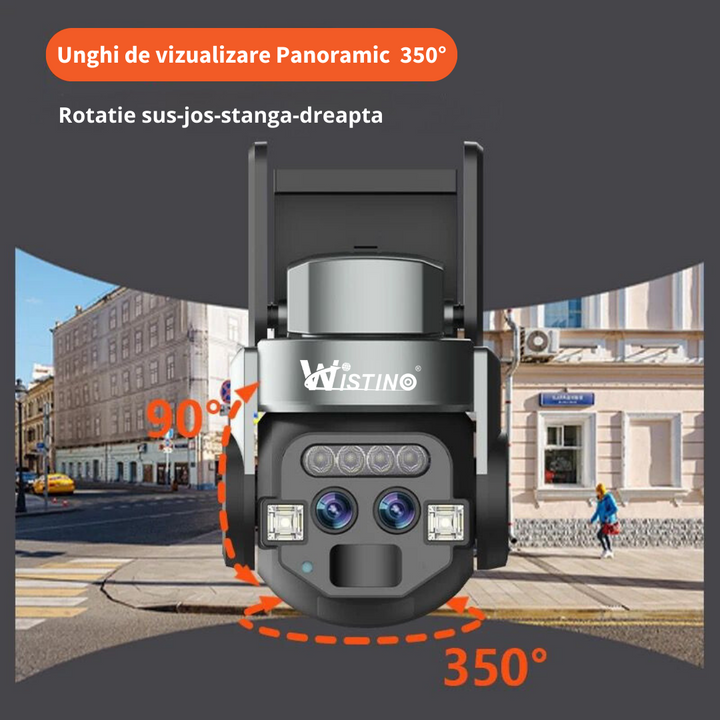 Camera Supraveghere WIFI, 4K, 3MP+3MP, Urmarire automata, 10X ZOOM Automat, Rezistenta La Apa IP 66 - Taggo.ro