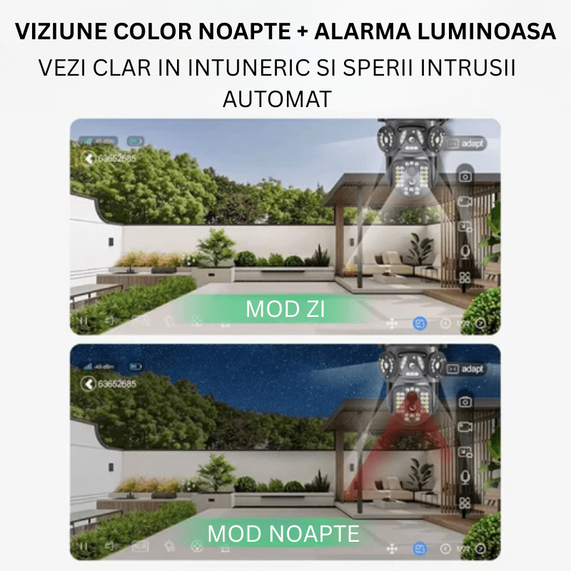 Camera de supraveghere 4G Taggo cu zoom 10X, rezoluție 4K, detectie umană, urmărire automată și protecție IP66.