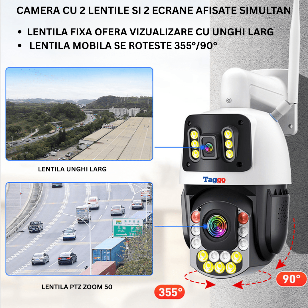 Camera supraveghere Fast Bundle 4K 8MP cu panou solar, zoom optic 50X și cartela SIM 4G, funcționare 24/7, vizor clar și detaliat
