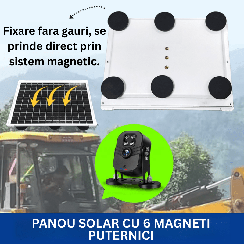 Cameră auto de supraveghere video pentru camioane, 5MP, 4G, panou solar, control din aplicație și comunicare bidirecțională