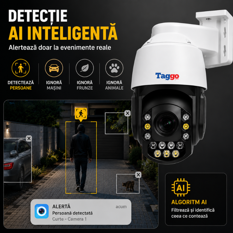 Camera Supraveghere Conexiune PoE 4K 8MP, Rotire 360°, Zoom Optic 36X,LPR- Identificare Numere de Inmatriculare, IP65