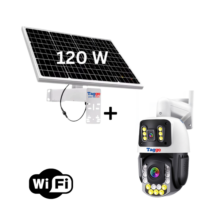 Camera Supraveghere cu Panou Solar si Conexiune WIFI, Rezolutie 4K 8MP, Zoom Optic 50X, PTZ Exterior, 24/7 - Taggo.ro