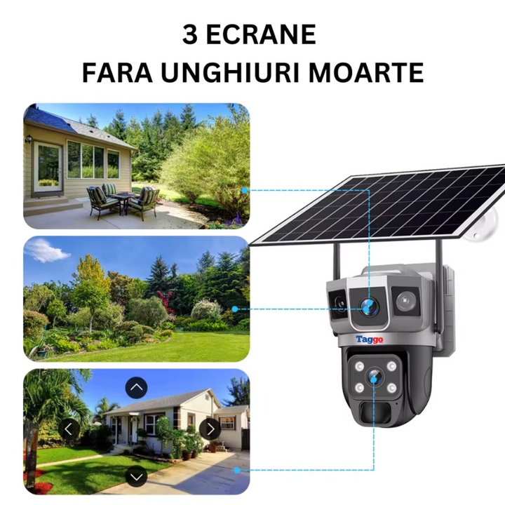 Camera de Supraveghere Solara 4G Cartela SIM, Online 24h, 5 MP, Zoom 10X, Full HD, Panou Solar 10W Rezistenta La Apa IP 66 - Taggo.ro