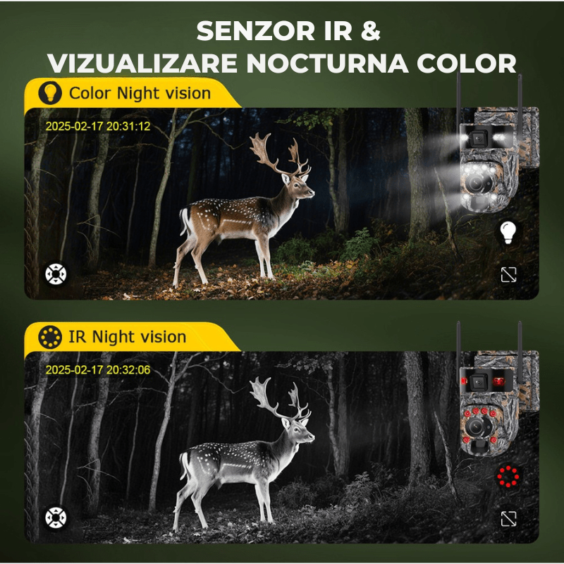 Camera de supraveghere WiFi 4K Ultra HD, 8MP, zoom 99X, rotire PTZ, vedere nocturnă color, detectie AI și incarcare solară