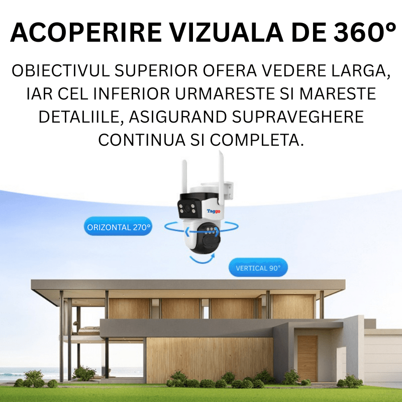 Camera de supraveghere WIFI VSTARCAM cu 3 lentile, 6K, zoom 10x, notificări și control prin aplicație, urmărire automată