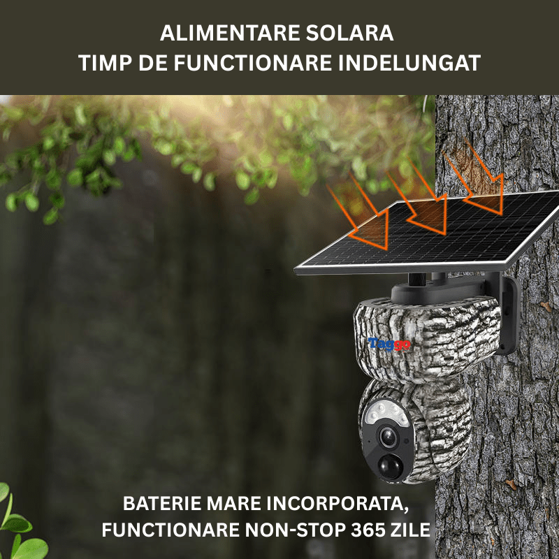 Camera de vânătoare Taggo 4MP cu conexiune 4G, GPS, detectie animale și alarmă, pentru supraveghere în natură.