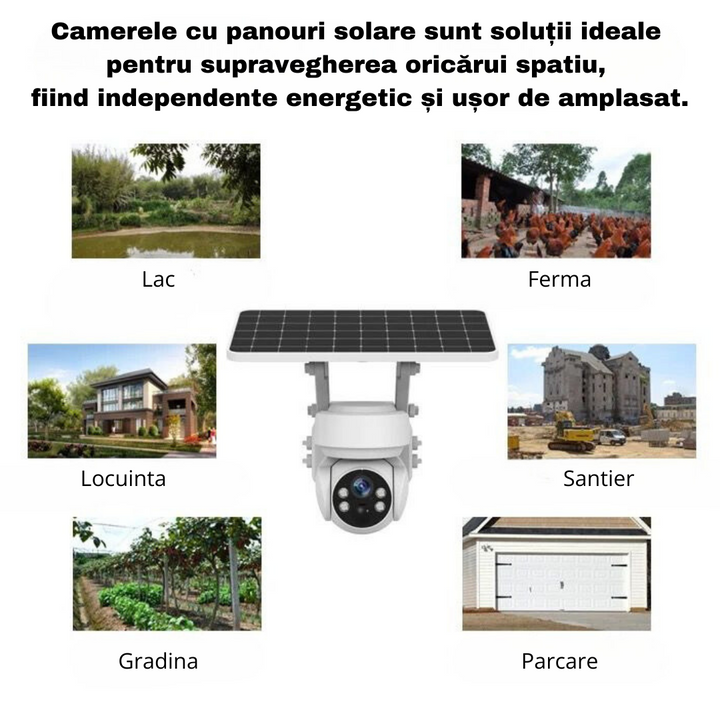 Camera de Supraveghere Solara 4G Cartela SIM , 5MP, Panou Solar, Control din Aplicatie, Rezistenta la apa - Taggo.ro