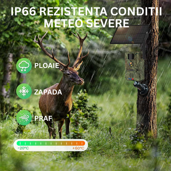 Camera Supraveghere Solara 4G cu GPS, 16MP Foto, 4MP Video, Panou Solar 4W, Baterie 7800mAh, Detectie Miscarе, Audio Bidirectional, IP65 - Taggo.ro