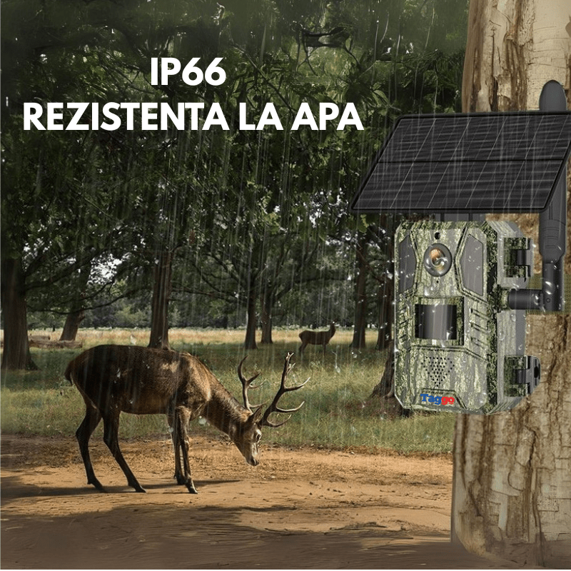 Camera supraveghere solară 4G Taggo cu 16MP foto, 4MP video, panou solar 4W, baterie 7800mAh, detectie mișcare și audio bidirecțional