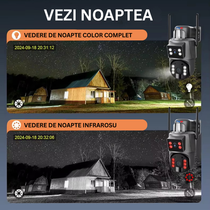 Camera Supraveghere Solara 4G 8MP Ultra HD, Panou Solar 20W, Baterie 15600mAh, PTZ 355°/90°, Zoom 4x, Audio Bidirectional, IP66 - Taggo.ro