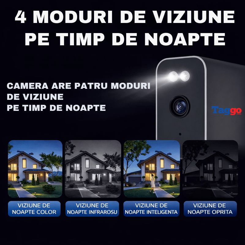 Camera de supraveghere 3MP fixă cu vedere nocturnă, WiFi, comunicație bidirecțională și protecție IP66, pentru securitate.