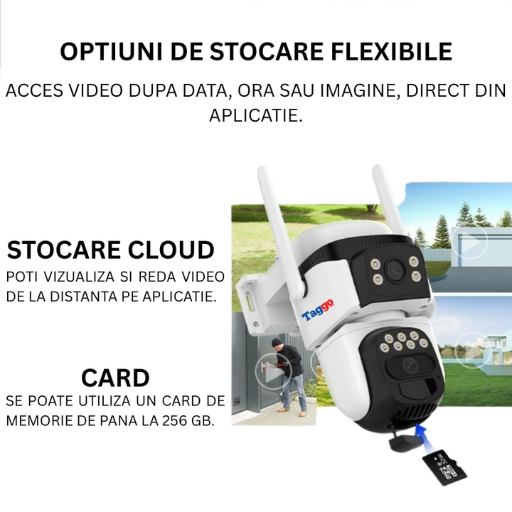 Camera de Supraveghere Solara 4G Cartela SIM, Online 24h, 6 MP, Full HD, Panou Solar 10W, Rezistenta La Apa IP 66 - Taggo.ro