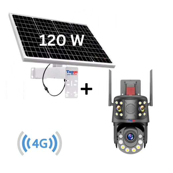 Camera Supraveghere cu Panou Solar si Cartela SIM 4G, Rezolutie 9K ULTRA HD, Zoom Optic 100X, 5 Lentile, PTZ Exterior, 24/7 - Taggo.ro
