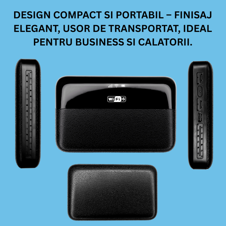 Router Portabil cu Cartela SIM 4G/5G, Wi-Fi 6, Hotspot Rapid si Baterie Integrata, Compatibil cu Android/IOS - Taggo.ro