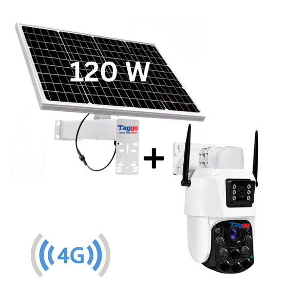 Camera Supraveghere cu Panou Solar si Cartela SIM 4G, Rezolutie 4K ULTRA HD, Zoom Optic 100X, PTZ Exterior, 24/7 - Taggo.ro