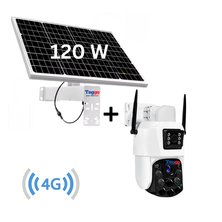 Camera Supraveghere cu Panou Solar si Cartela SIM 4G, Rezolutie 4K ULTRA HD, Zoom Optic 100X, PTZ Exterior, 24/7 - Taggo.ro