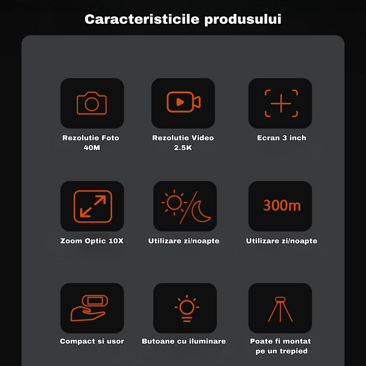 Binoclu Digital Profesional cu Night Vision de Vanatoare 4K, Zoom 10X, Ecran LCD, Acumulator, Verde - Taggo.ro