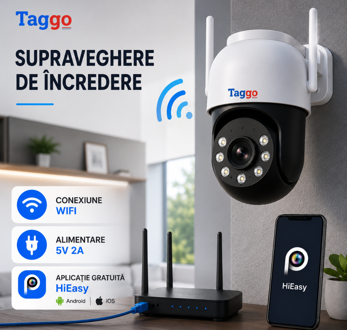Camera Supraveghere, Conexiune WIFI, Rezolutie 3MP, Detectie Miscare 30m, Rezistenta la apa ip66