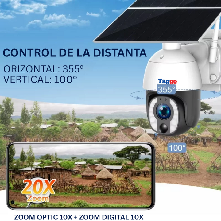 Camera de Supraveghere cu Panou Solar,  8MP, Conexiune 4G Cartela SIM, ZOOM OPTIC 20X, Comunicare Bidirectionala - Taggo.ro