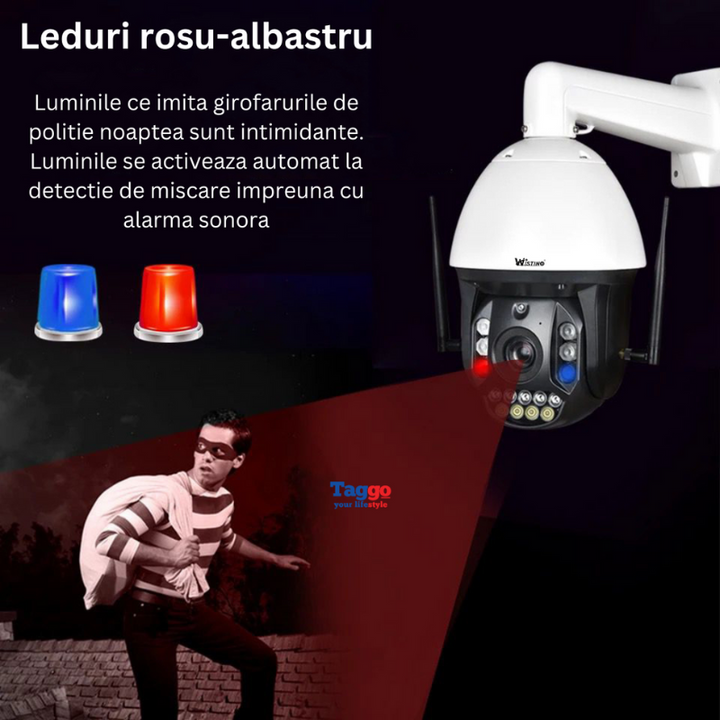 Camera Supraveghere 4G 4K Ultra HD 99X Optical ZOOM, Rotire Din Aplicatie 360, Rezistenta La Apa IP 66 - Taggo.ro