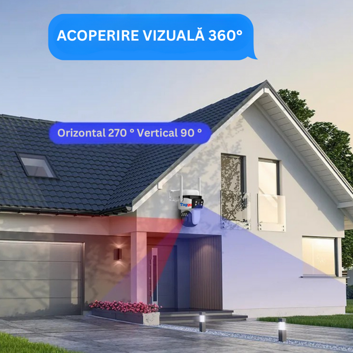 Camera de Supraveghere Solara 4G Cartela SIM, Online 24h, 6 MP, Full HD, Panou Solar 10W, Rezistenta La Apa IP 66 - Taggo.ro