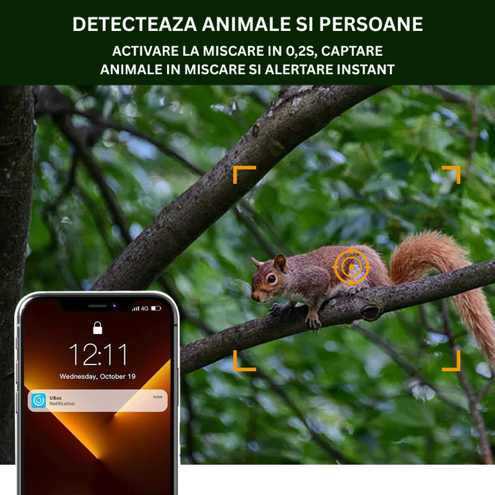 Camera de Vanatoare CamouflaGe 4MP, Conexiune 4G Cartela SIM, GPS, Detectie Animale, Alarma - Taggo.ro