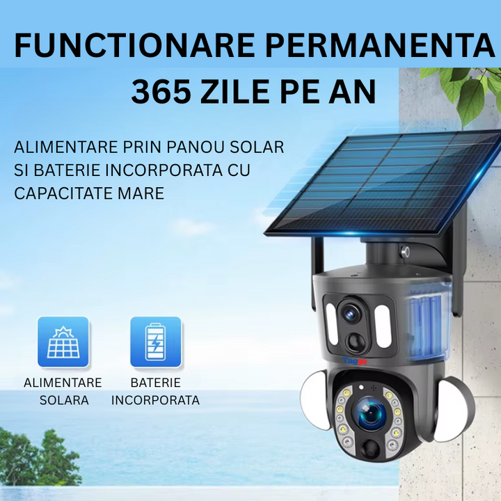 Camera de Supraveghere WiFi, Rezolutie 6MP, Alimentare Solara, ZOOM Optic 20X, Detectie Umana, IP66 - Taggo.ro