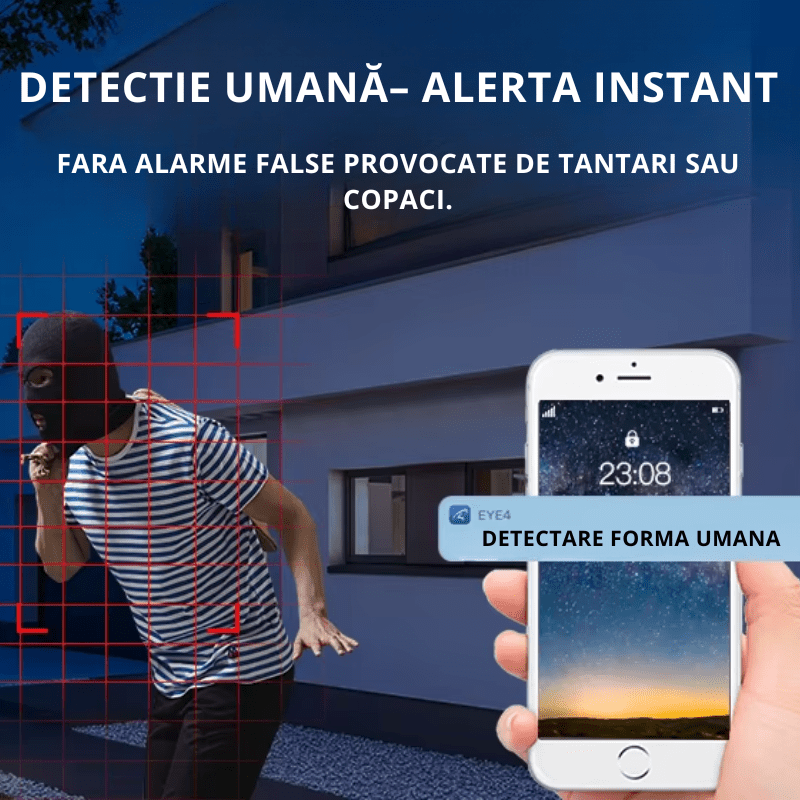 Camera supraveghere smart Taggo.ro cu conexiune 4G, rezistentă la apă și praf, comunicare bidirecțională, imagine clară.
