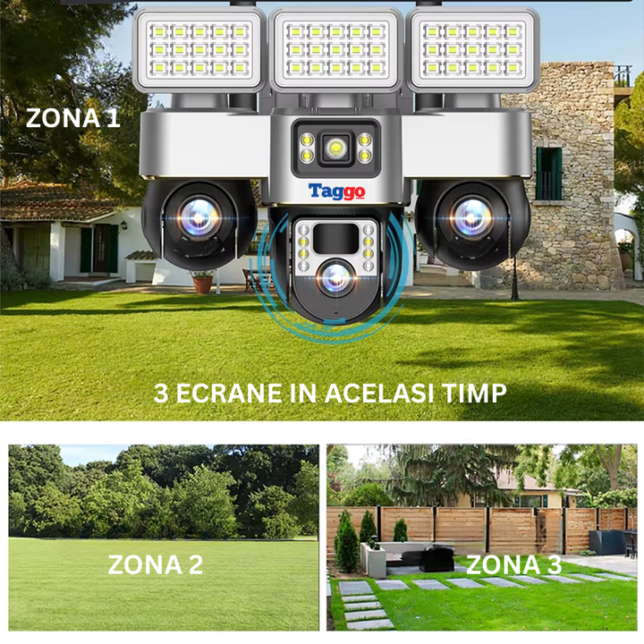Camera de Supraveghere cu Panou Solar, Conexiune 4G, 12MP, Detectie miscare, Vedere pe Timp de Noapte, Urmarire Miscare Umana, Rezistent la Apa/Intemperi, Comunicare Bidirectionala - Taggo.ro