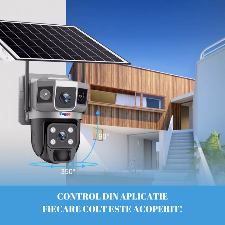 Camera de Supraveghere Solara 4G Cartela SIM, Online 24h, 5 MP, Zoom 10X, Full HD, Panou Solar 10W Rezistenta La Apa IP 66 - Taggo.ro