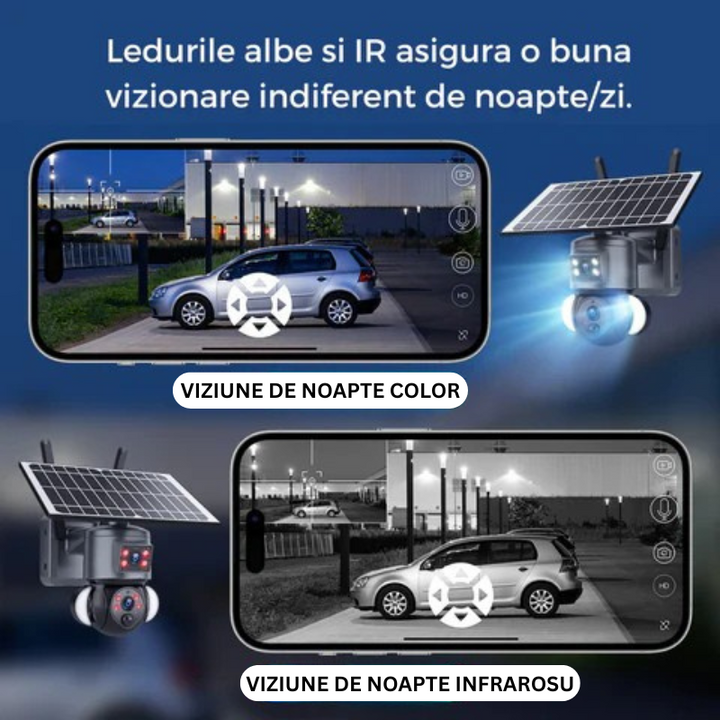 Camera Supraveghere 4G 4K Ultra HD, Dual Camera 4MP+4MP, 10X ZOOM, Incarcare Solara, Rotire Din Aplicatie, Rezistenta La Apa IP 66 - Taggo.ro