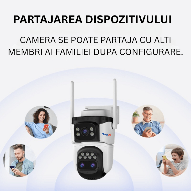 Camera de supraveghere VSTARCAM WIFI cu 3 lentile, zoom automat 10x, rezolutie 6K, notificări și control din aplicație.