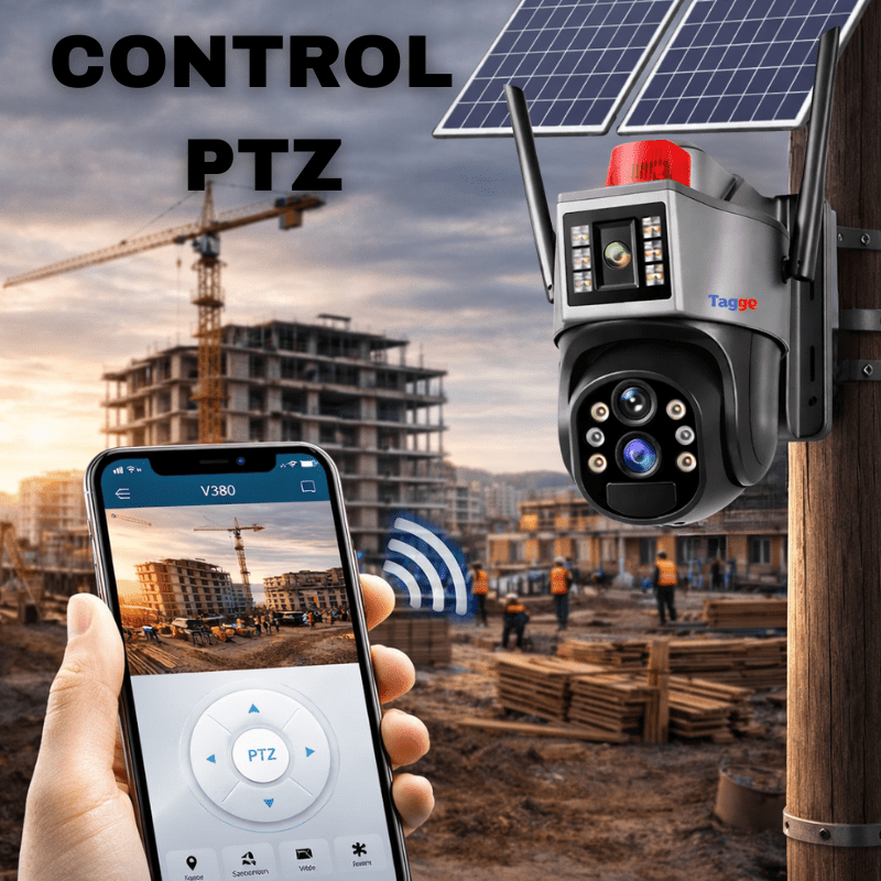 Camera de supraveghere Taggo.ro 4K cu panou solar, zoom 10X, conectivitate 4G, detectare umană și control din aplicație, IP66