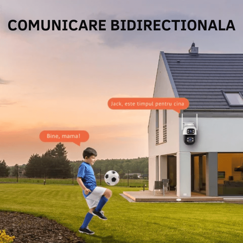 Camera de supraveghere WiFi VSTARCAM cu două lentile HD 6 MP, vedere nocturnă, IP66, audio bidirecțional și detectare mișcare