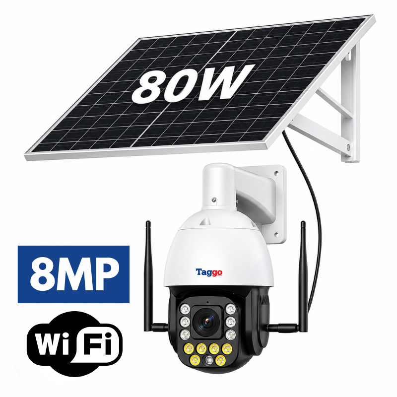 Camera Supraveghere WiFi cu Panou Solar,  8 MP PTZ Ultra HD, Zoom Optic 99X, Rotire 360°, Night Vision Full Color