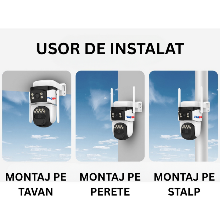 Camera de Supraveghere Solara 4G Cartela SIM, Online 24h, 6 MP, Full HD, Panou Solar 10W, Rezistenta La Apa IP 66 - Taggo.ro