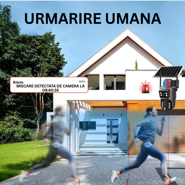 Camera Supraveghere Solara 4G 8MP Ultra HD, Panou Solar 20W, Baterie 15600mAh, PTZ 355°/90°, Zoom 4x, Audio Bidirectional, IP66 - Taggo.ro