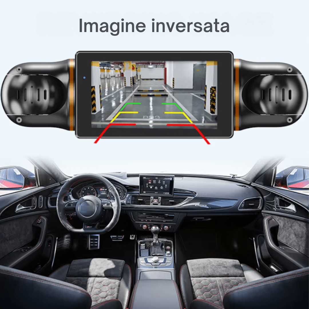 Camera auto Crocodil Taggo.ro cu 4 lentile, vedere nocturnă, monitorizare 360° și înregistrare în buclă pentru mașină
