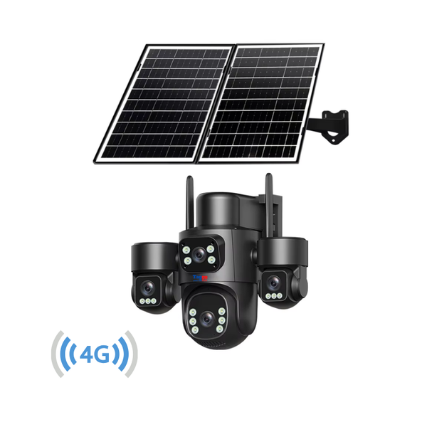 Camera Supraveghere 4G Solara, 4 Lentile, 16MP, Negru, Viziune Nocturna Color, Control din Aplicatie