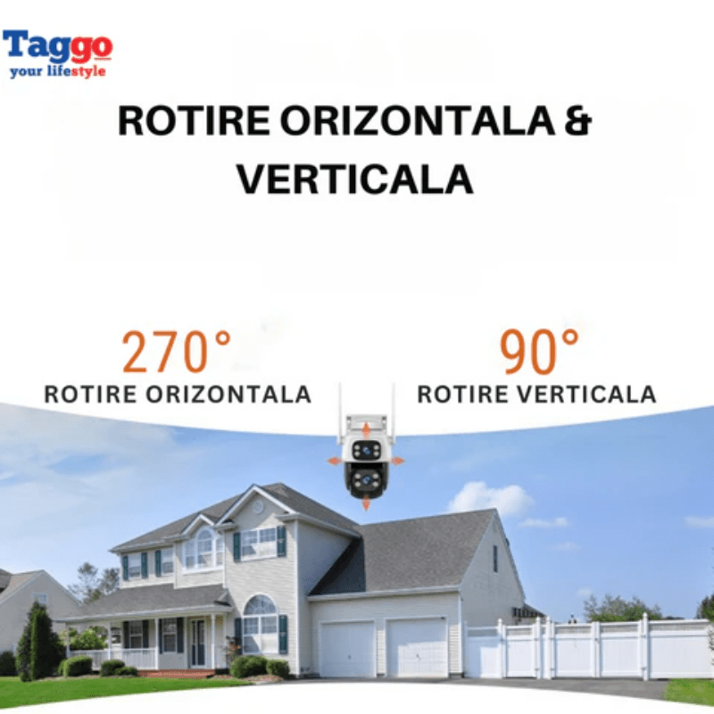 Camera de supraveghere WiFi VSTARCAM cu două lentile HD 6 MP, vedere nocturnă, audio bidirecțional și protecție IP66