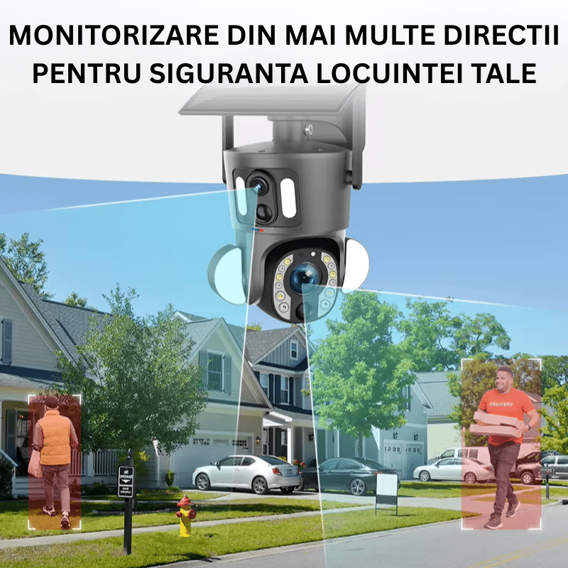 Camera de supraveghere WiFi Taggo, 6MP, alimentare solară, zoom optic 20X, detectie umană, rezistentă IP66