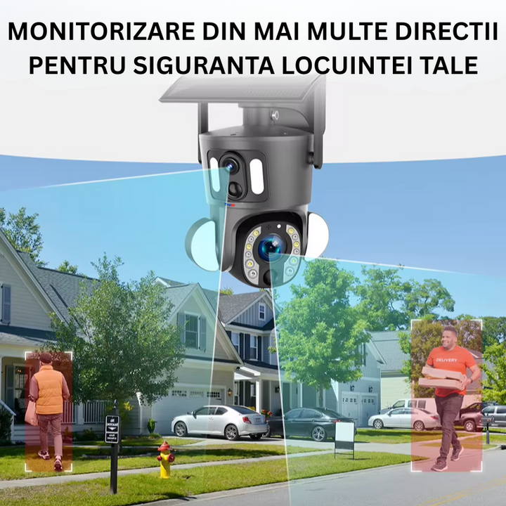 Camera de Supraveghere WiFi, Rezolutie 6MP, Alimentare Solara, ZOOM Optic 20X, Detectie Umana, IP66 - Taggo.ro