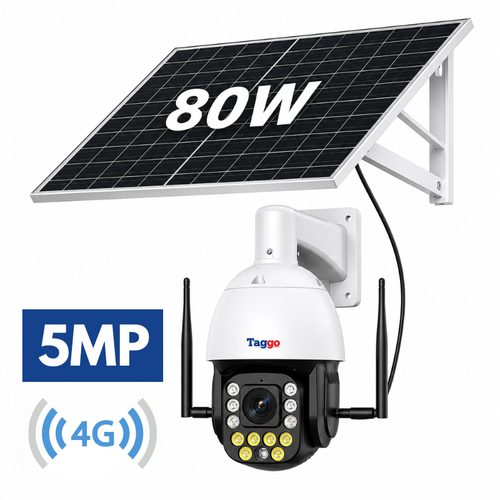 Camera Supraveghere 4G cu Panou Solar 80W 5MP PTZ Ultra HD, Zoom Optic 99X, Rotire 360°, Night Vision Full Color