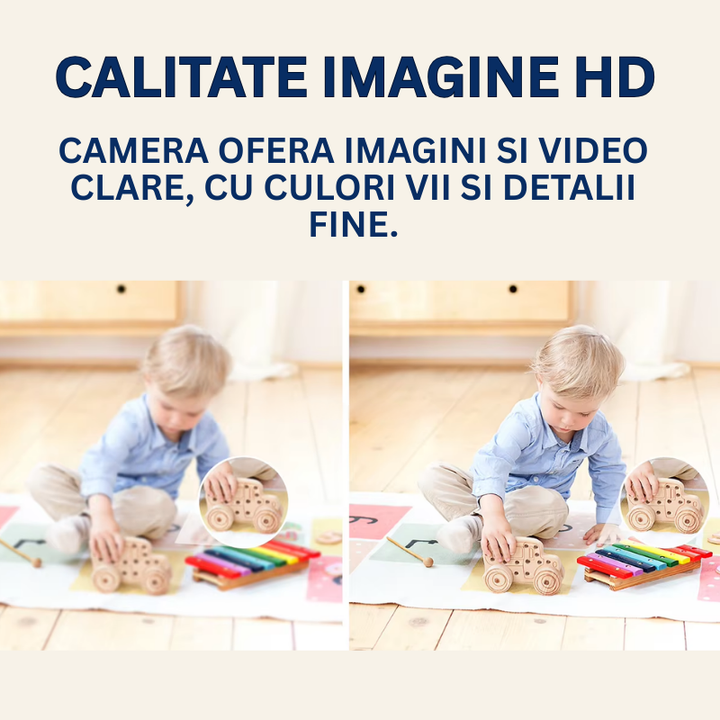 Camera de Supraveghere de Interior, 3MP, WiFi, Viziune Nocturna Color, Alarma Sonora si Luminoasa, Comunicare Bidirectionala - Taggo.ro