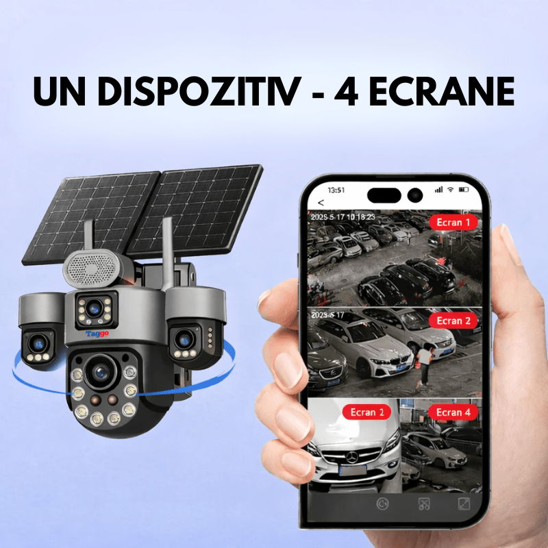 Camere Supraveghere, Panou Solar Dublu, 4K, 4G ZOOM OPTIC 99X,Vedere Full Color, Inregistarare AOV - Taggo.ro