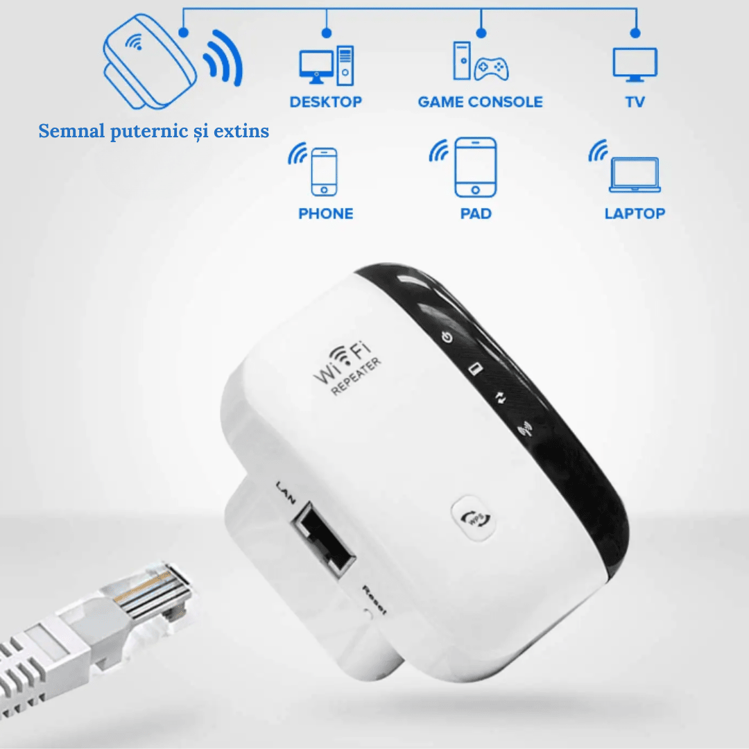Amplificator WiFi Taggo M300 Wireless-N cu WPS, extindere semnal puternică și conectivitate rapidă pentru rețea stabilă