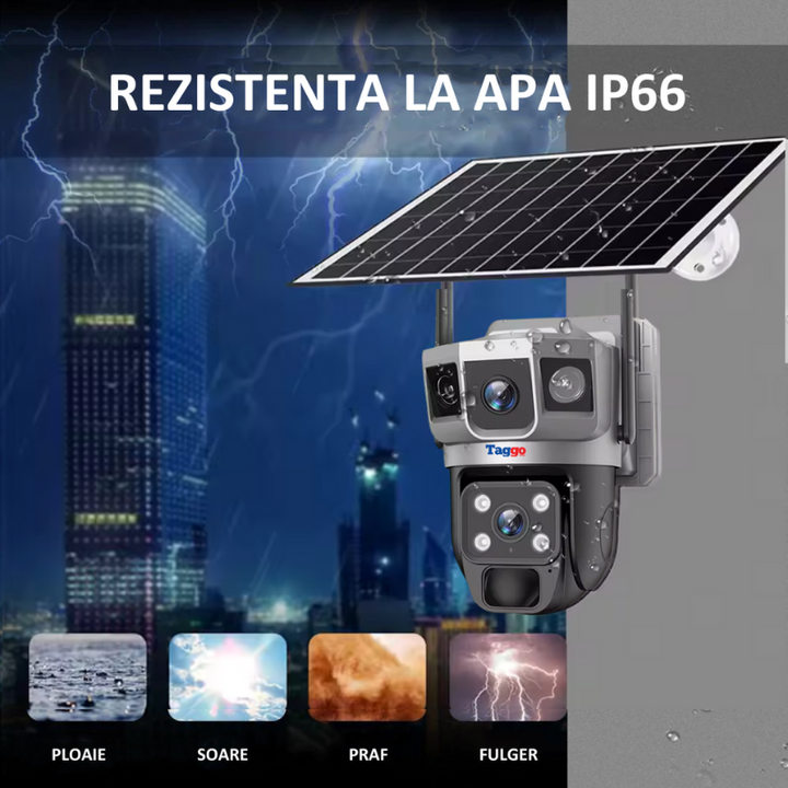 Camera de Supraveghere Solara 4G Cartela SIM, Online 24h, 5 MP, Zoom 10X, Full HD, Panou Solar 10W Rezistenta La Apa IP 66 - Taggo.ro