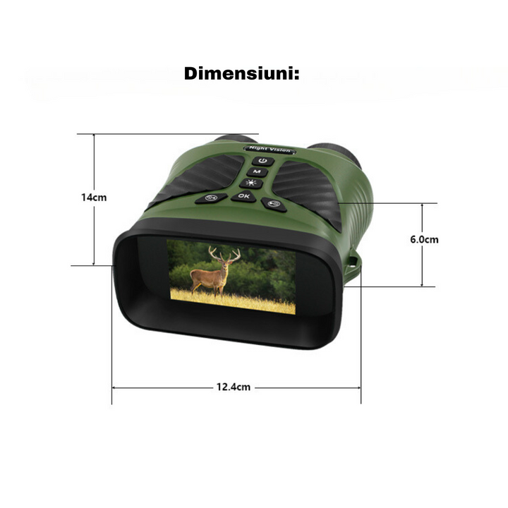 Binoclu Digital Profesional cu Night Vision de Vanatoare 4K, Zoom 10X, Ecran LCD, Acumulator, Verde - Taggo.ro