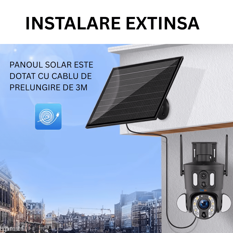 Camera de supraveghere WiFi Taggo, 6MP, alimentare solară, zoom optic 20X, detectare umană, IP66, pentru exterior